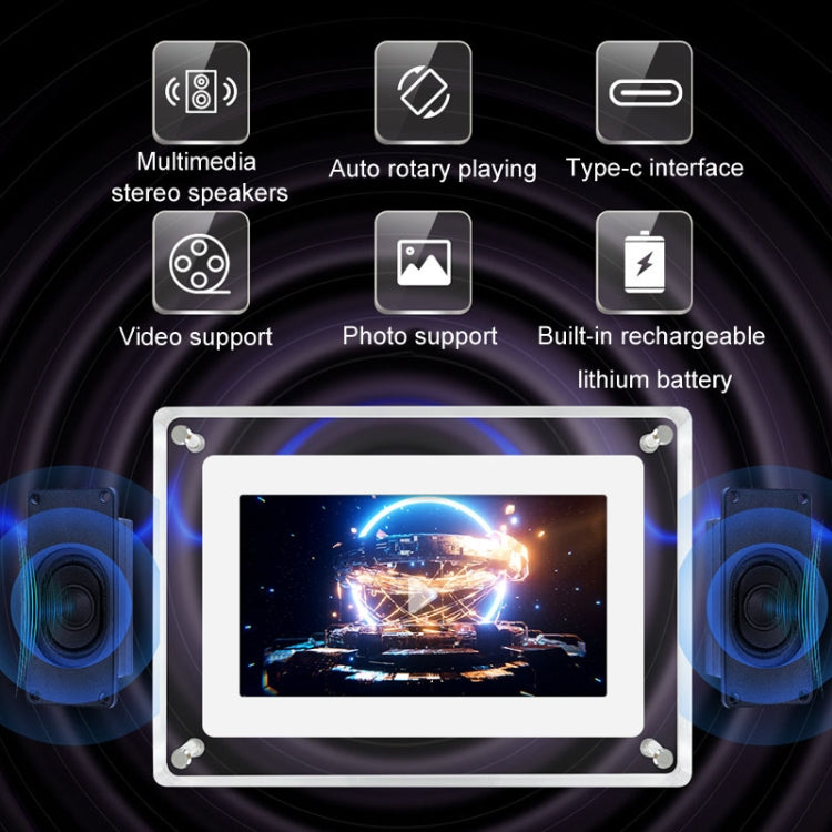 7 Inch Acrylic HD Digital Photo Frame Desktop Smart Motion Video Player Ornament, 7 Inch (US Plug), 7 Inch (EU Plug), 7 Inch (UK Plug)