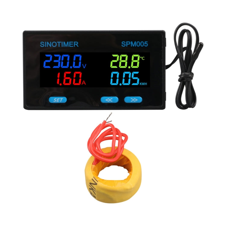 SINOTIMER SPM005 AC Digital Display Voltage Current Power Electricity Multifunctional Monitoring Meter, 20A, 100A, 200A
