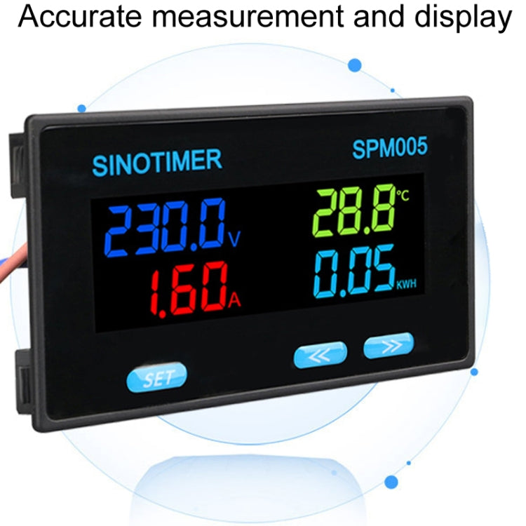 SINOTIMER SPM005 AC Digital Display Voltage Current Power Electricity Multifunctional Monitoring Meter, 20A, 100A, 200A