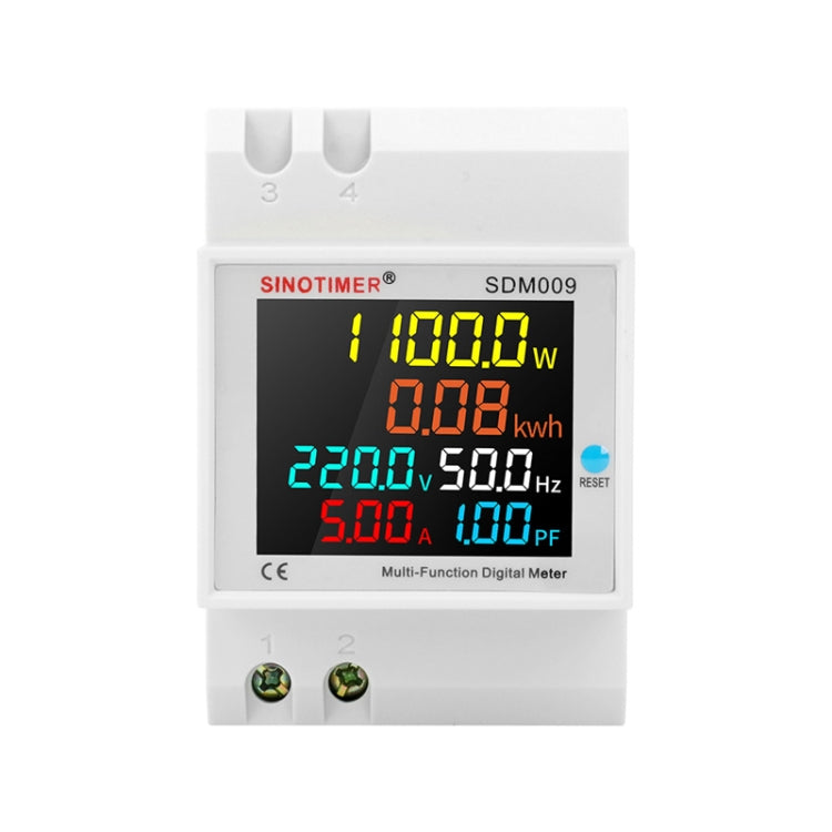 SINOTIMER SDM009 Din Rail Single-Phase Voltage Current Frequency Power Factor Electricity Multifunctional Meter, AC40-300V Built-In, AC40-300V External, AC250-450V Built-In, AC250-450V External