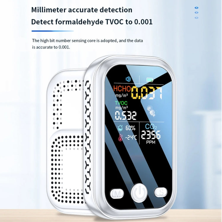 5 In 1 Air Quality Monitor TVOC HCHO CO2 Detector Temperature Humidity Tester, D7