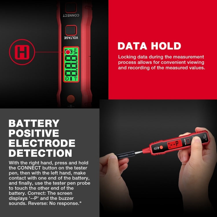 قلم اختبار عالي الحساسية بشاشة LCD رقمية من HABOTEST، مع إنذار صوتي وضوئي، HT89A