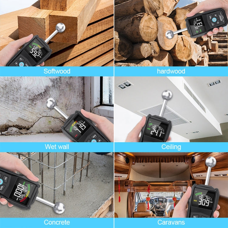 MESTEK WM700B Non -Contact Wood Moisture Detector With LCD Screen Alarm Function