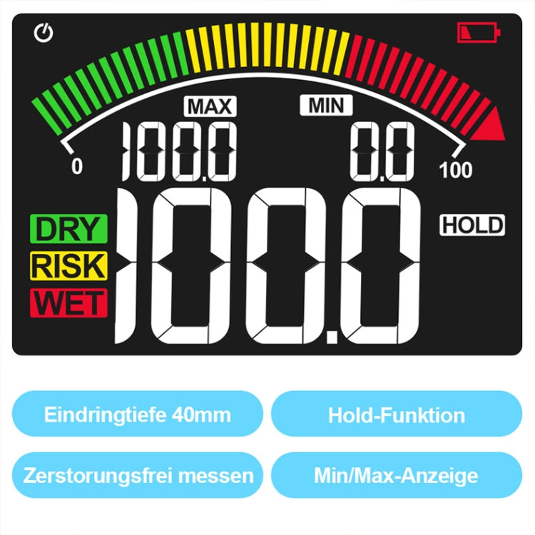 MESTEK WM700B Non -Contact Wood Moisture Detector With LCD Screen Alarm Function