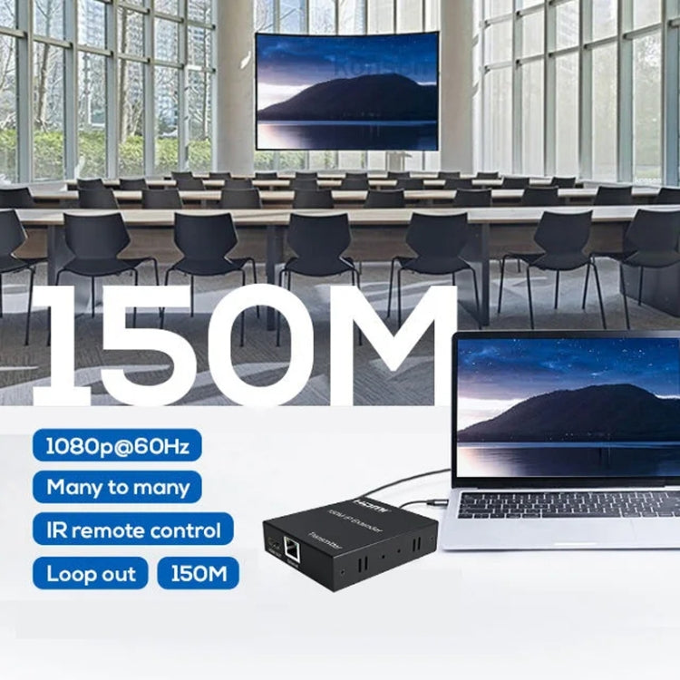 150m HDMI Network Cable Extender IP One To Many Computer Monitors, Transmitter+Receiver, US Plug, 150m