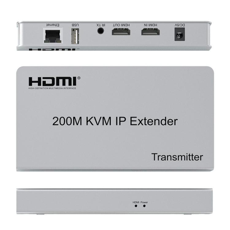 KVM 200m HDMI IP Extender RJ45 Network Cable Video Extender, Transmitter+Receiver, US Plug, 200m