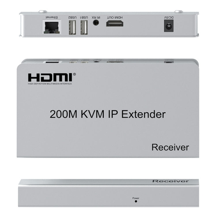 KVM 200m HDMI IP Extender RJ45 Network Cable Video Extender, Transmitter+Receiver, US Plug, 200m