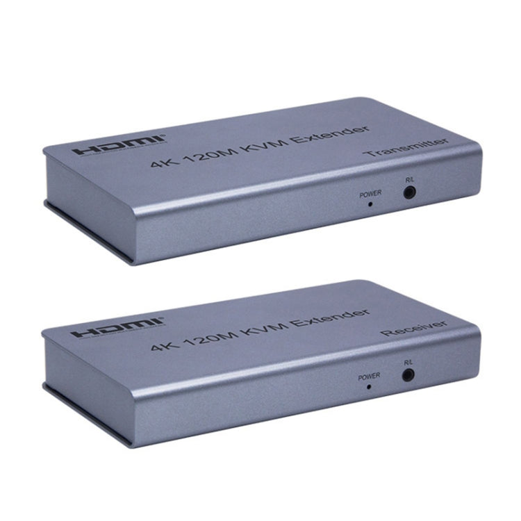 KVM 120m 4K HD Extender Computer Mouse Keyboard HDMI Single Ethernet Cable Transmitter + Receiver, US Plug, UK Plug, EU Plug