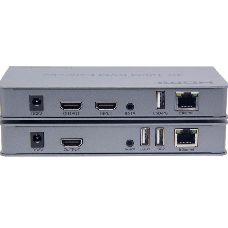 KVM 120m 4K HD Extender Computer Mouse Keyboard HDMI Single Ethernet Cable Transmitter + Receiver, US Plug, UK Plug, EU Plug