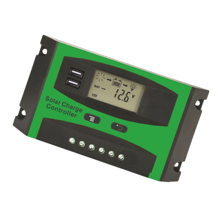 12V/24V Solar Charge And Discharge Controller Dual USB Port LCD Solar Cells Panel Charge Regulator, 10A, 20A, 30A