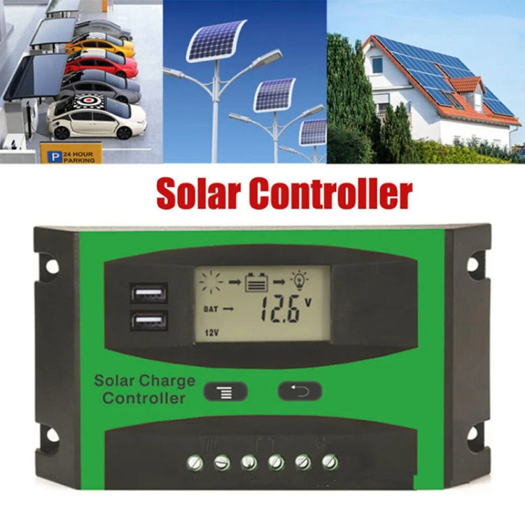 12V/24V Solar Charge And Discharge Controller Dual USB Port LCD Solar Cells Panel Charge Regulator, 10A, 20A, 30A