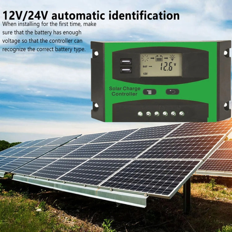 12V/24V Solar Charge And Discharge Controller Dual USB Port LCD Solar Cells Panel Charge Regulator, 10A, 20A, 30A