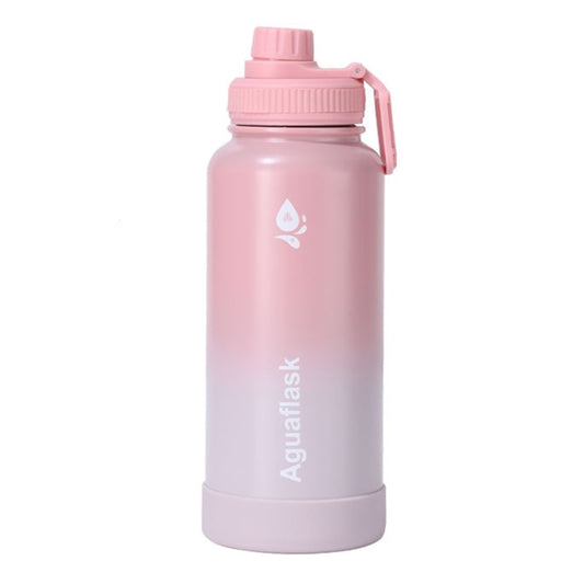 1000ml Stainless Steel Insulated Cup Large Capacity Thermos Bottle Vacuum Outdoor Portable Sports Kettle(Pink)