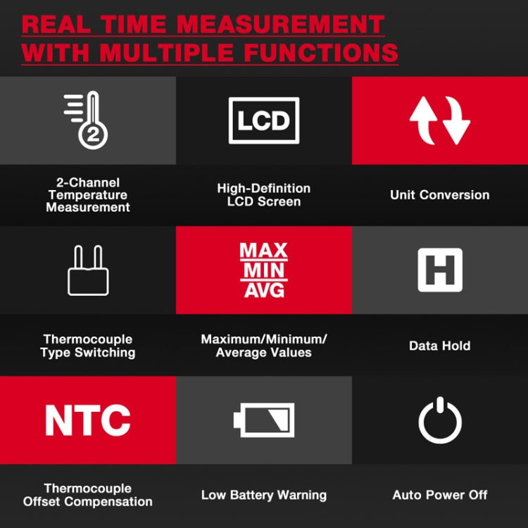 HABOTEST HT617B Digital Dual Channel Thermocouple Thermometer