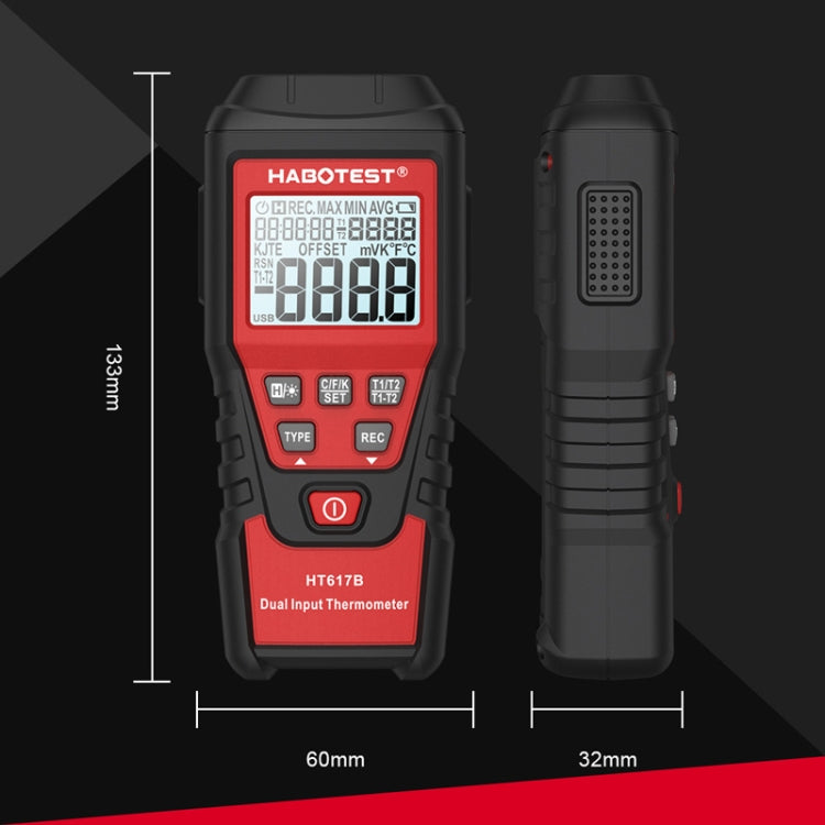 HABOTEST HT617B Digital Dual Channel Thermocouple Thermometer