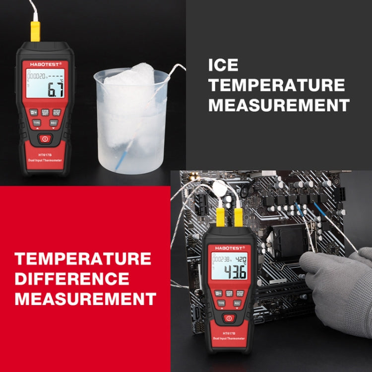 HABOTEST HT617B Digital Dual Channel Thermocouple Thermometer