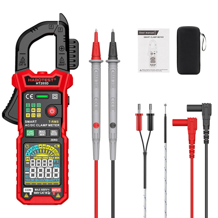 مشبك HABOTEST HT205D، مقياس متعدد رقمي ذكي عالي الدقة، مضاد للاحتراق، متعدد الوظائف، HT205D