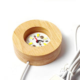 LED Light Solid Wood Luminous Base for Resin Art Acrylic Glass Lights Round 6x2cm(Warm Light)