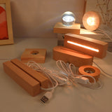 LED Light Solid Wood Luminous Base for Resin Art Acrylic Glass Lights Round 6x2cm(Warm Light)