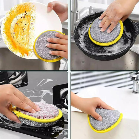 10pcs /Pack Double Side Dishwashing Sponge Non-Scratch Scrub Cleaning Tool(Random Color Delivery)
