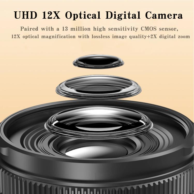 4K 72MP 12X Optical Zoom Student Digital Camera WiFi HD Video Camera With 3 Inch Flip Screen, W3