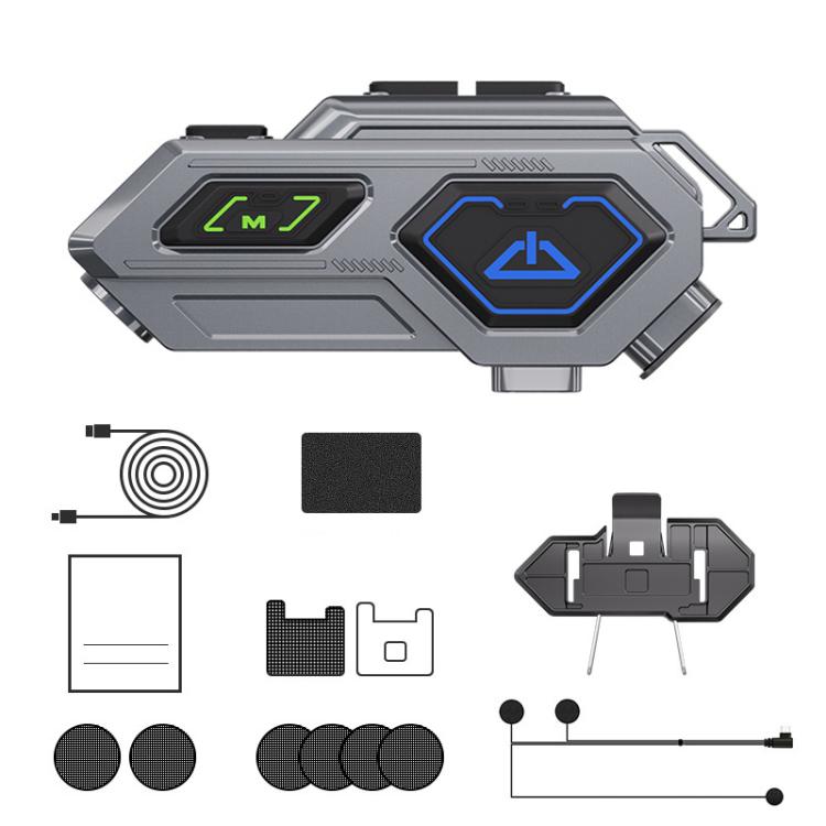 C8Pro IPX7 Waterproof Two-Person Intercom Helmet Bluetooth Headset With Flashlight, Soft Mic, Hard Mic, Soft and Hard Mics