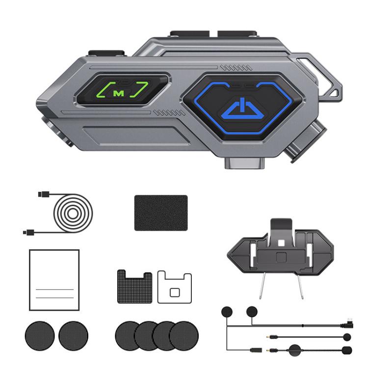 C8Pro IPX7 Waterproof Two-Person Intercom Helmet Bluetooth Headset With Flashlight, Soft Mic, Hard Mic, Soft and Hard Mics