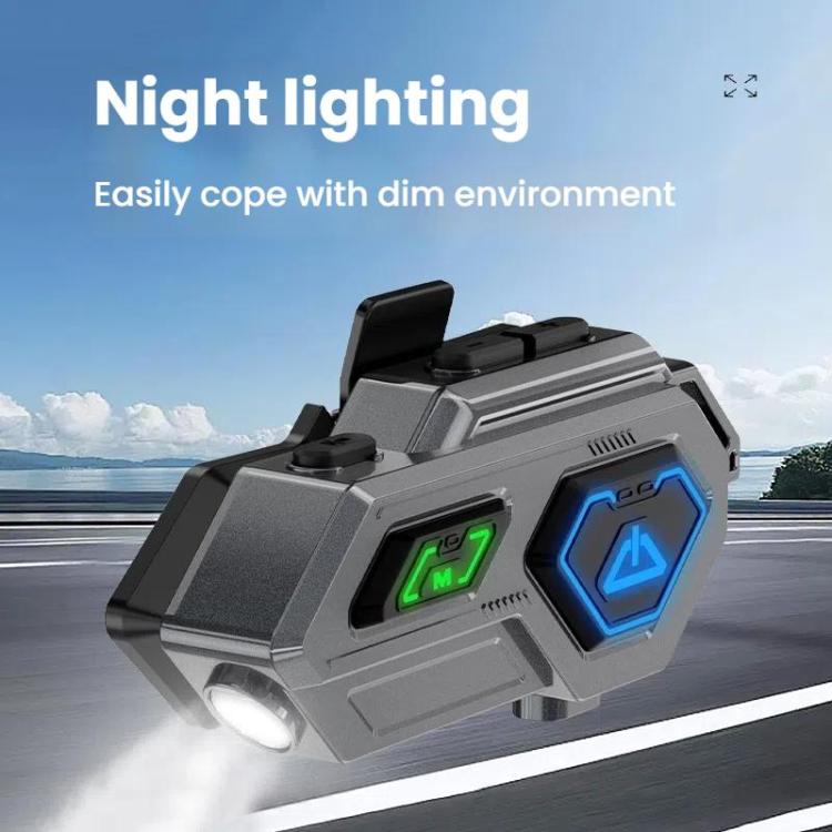 C8Pro IPX7 Waterproof Two-Person Intercom Helmet Bluetooth Headset With Flashlight, Soft Mic, Hard Mic, Soft and Hard Mics