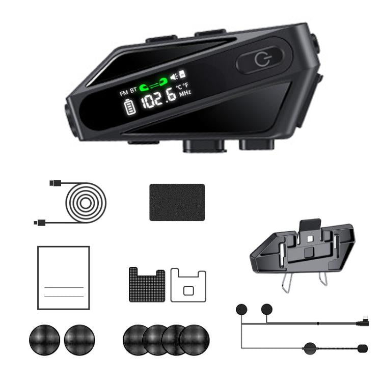 C6 IPX6 Waterproof LED Lighting Wireless Intercom Helmet Bluetooth Headset, Hard Mic, Soft Mic, Soft and Hard Mics