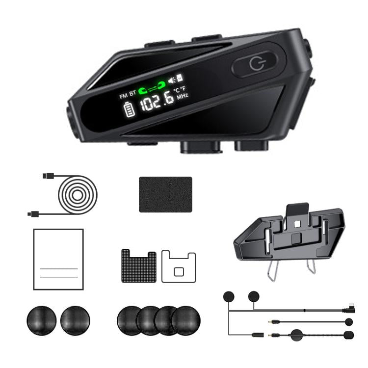 C6 IPX6 Waterproof LED Lighting Wireless Intercom Helmet Bluetooth Headset, Hard Mic, Soft Mic, Soft and Hard Mics