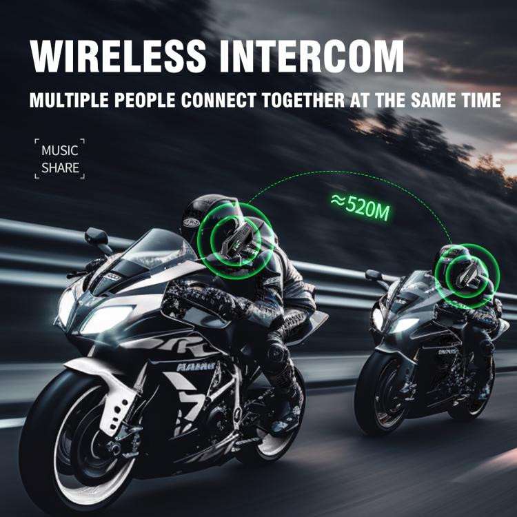 C6 IPX6 Waterproof LED Lighting Wireless Intercom Helmet Bluetooth Headset, Hard Mic, Soft Mic, Soft and Hard Mics