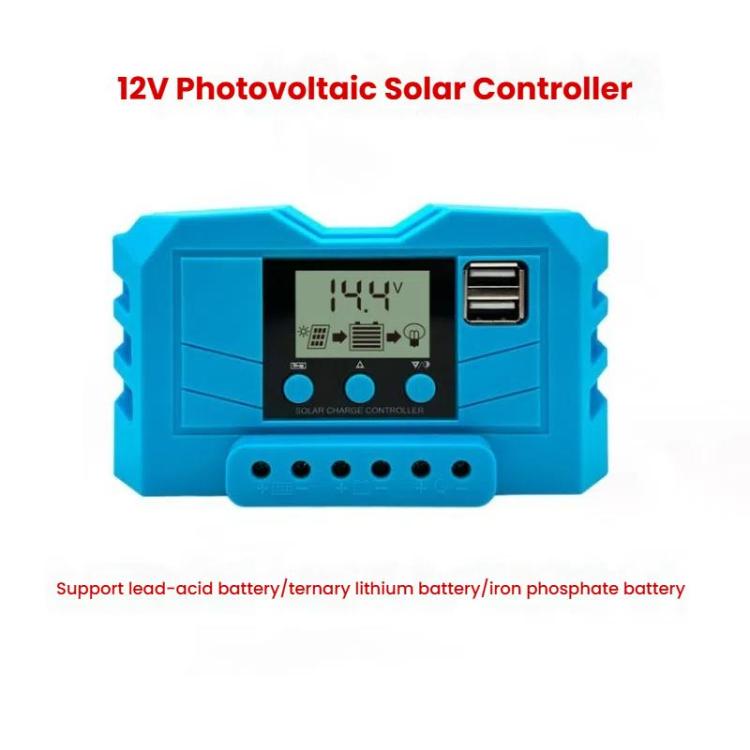12V 24V Lithium Lead Acid Solar Charge Controller PWM PV Controller With LCD Display, 10A, 20A, 30A