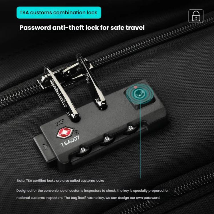 حقيبة ظهر رجالية مضادة للسرقة لأجهزة الكمبيوتر المحمولة مع منفذ شحن USB وشرائط عاكسة وقفل TSA، Tigernu قياسي، Tigernu قابل للتوسيع