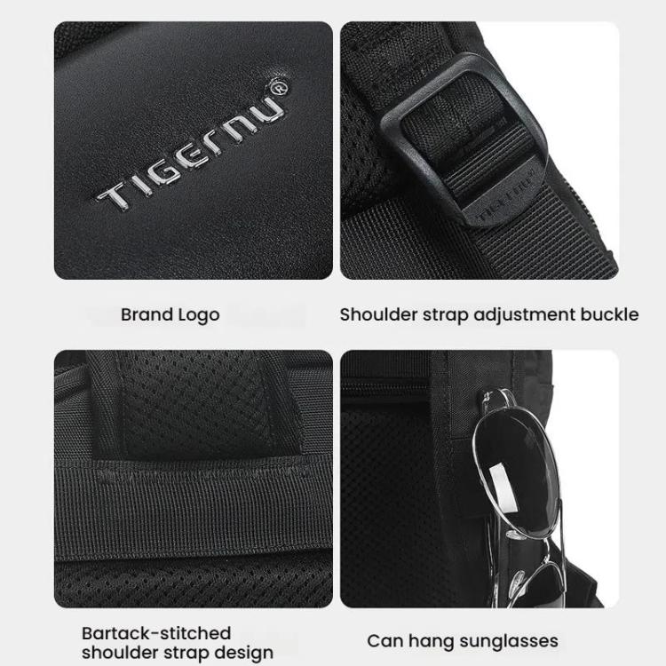 حقيبة ظهر رجالية خفيفة الوزن مقاومة للماء وقابلة للتمدد مع سحاب عائم، Tigernu T-B9121 مقاس 15.6 بوصة، Tigernu T-B9121 مقاس 17 بوصة