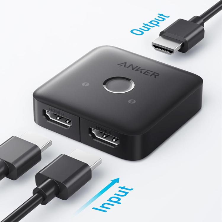 محول HDMI من ANKER A83H1 4K 2 إلى 1 مخرج لمحطة الإرساء، A83H1