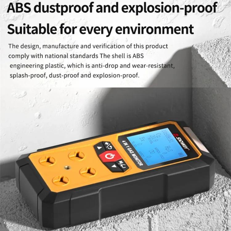 SNDWAY SW7500A 4 In 1 Gas Detector Combustible Gas Oxygen Hydrogen Sulfide Toxic and Harmful Detection Explosion-proof, Standard, With Pump Suction