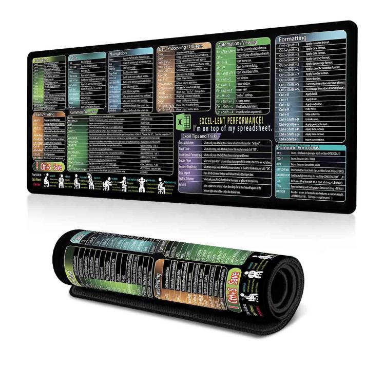Keyboard Shortcut Desk Mat Mouse Pad Non-Slip Office Desk Pad With Computer Commands, 300x600x2mm, 300x600x3mm, 300x700x2mm, 300x700x3mm, 300x800x2mm, 300x800x3mm, 400x800x2mm, 400x800x3mm, 400x900x2mm