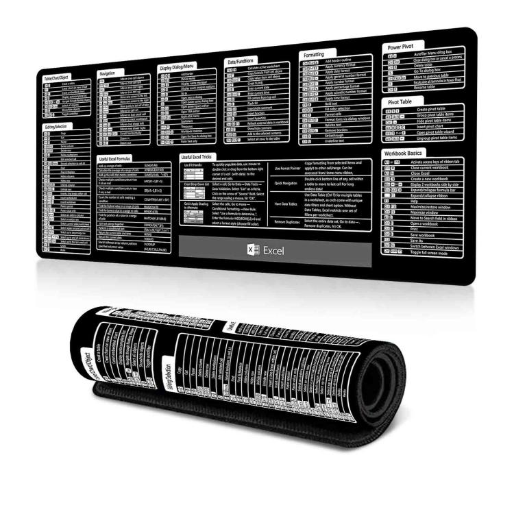 Keyboard Shortcut Desk Mat Mouse Pad Non-Slip Office Desk Pad With Computer Commands, 400x900x3mm