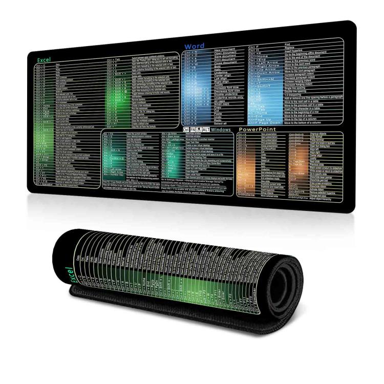 Keyboard Shortcut Desk Mat Mouse Pad Non-Slip Office Desk Pad With Computer Commands, 400x900x3mm