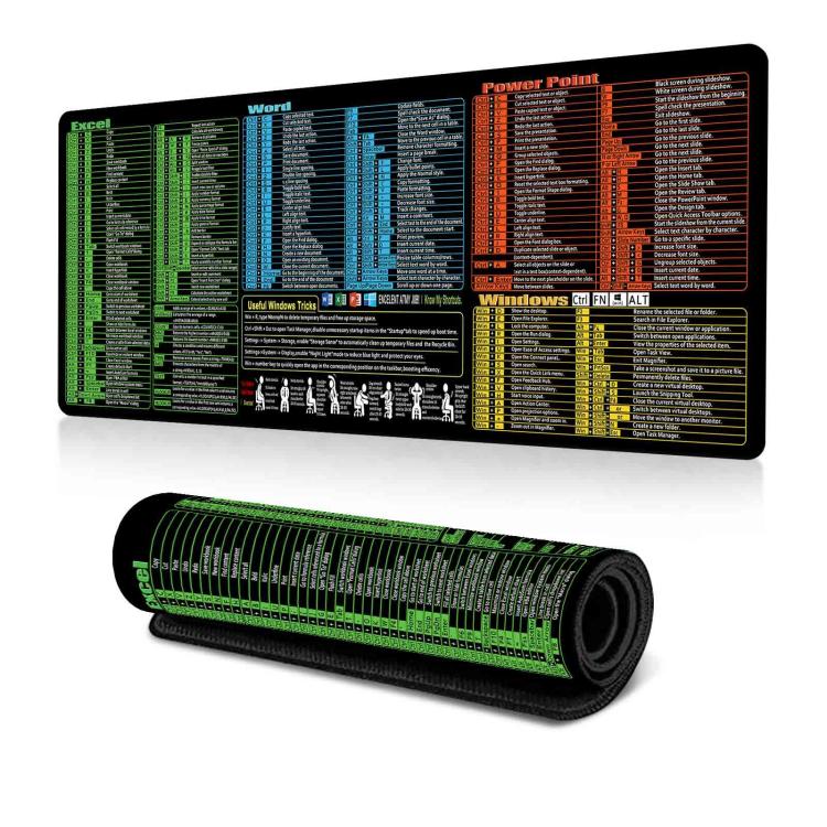 Keyboard Shortcut Desk Mat Mouse Pad Non-Slip Office Desk Pad With Computer Commands, 400x900x3mm