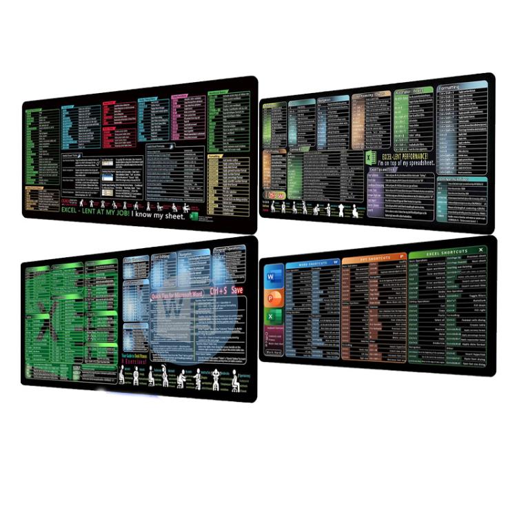 Keyboard Shortcut Desk Mat Mouse Pad Non-Slip Office Desk Pad With Computer Commands, 400x900x3mm