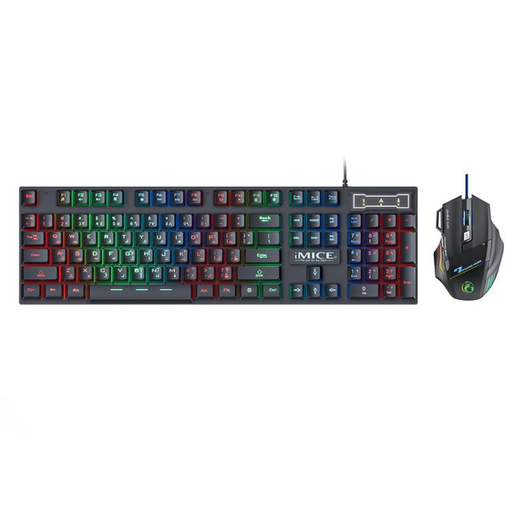 Floating Keycaps Rainbow Backlight Wired Keyboard Mouse Set, iMICE AN-300 Arabic, iMICE AN-300 English