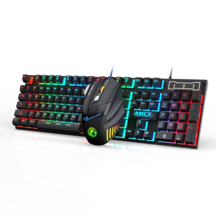 Floating Keycaps Rainbow Backlight Wired Keyboard Mouse Set, iMICE AN-300 Arabic, iMICE AN-300 English