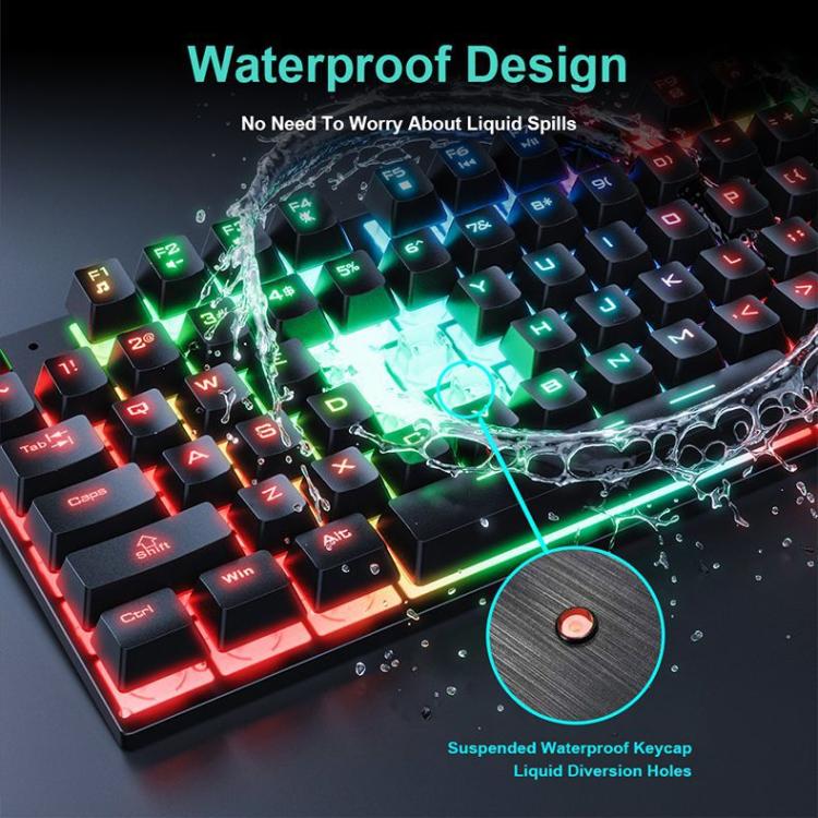 Floating Keycaps Rainbow Backlight Wired Keyboard Mouse Set, iMICE AN-300 Arabic, iMICE AN-300 English