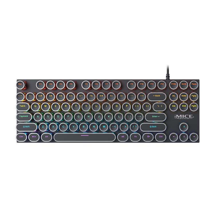 iMICE GK-800 87 Keys USB Wired RGB Round Keycap Mechanical Keyboard, GK-800