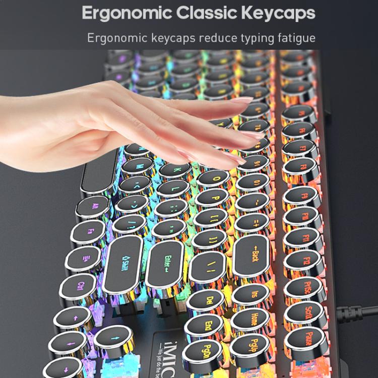 iMICE GK-800 87 Keys USB Wired RGB Round Keycap Mechanical Keyboard, GK-800