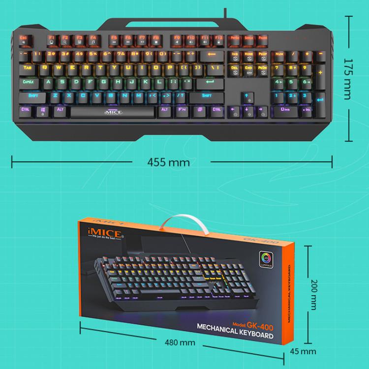 USB Wired RGB Mechanical Metal Gaming Keyboard, GK-400
