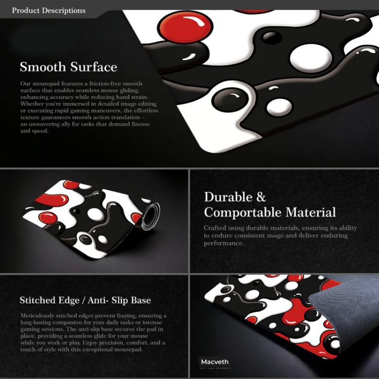 Abstract Fluid Color Blending Mouse Pad Non-Slip Rubber Desk Mat For Office, Gaming, 300x600x2mm, 300x600x3mm, 300x700x2mm, 300x700x3mm, 300x800x2mm, 300x800x3mm, 400x900x2mm, 400x900x3mm