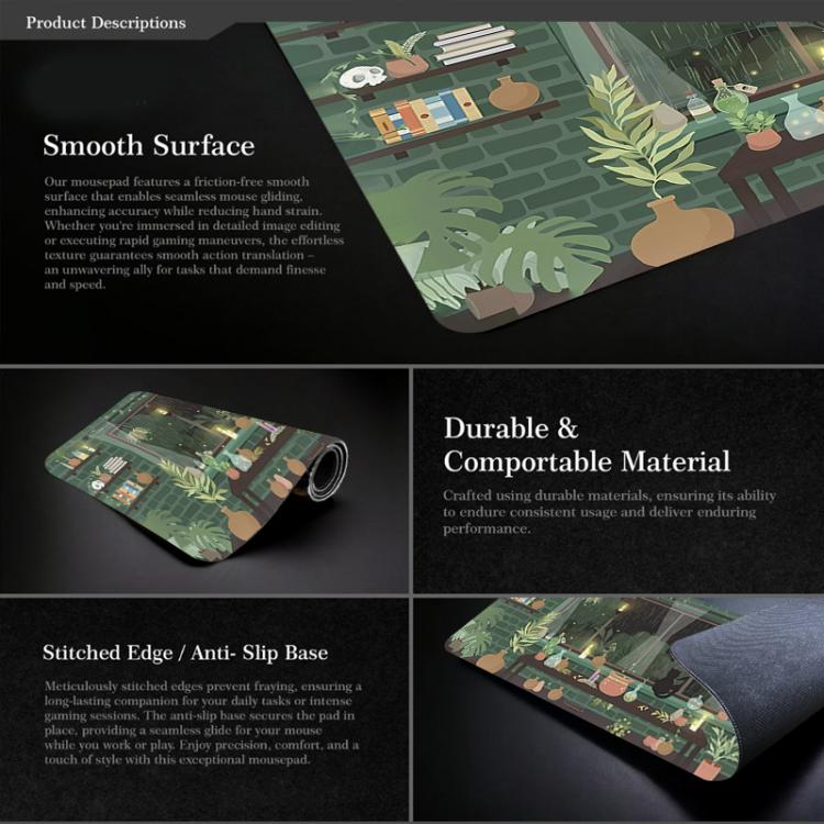 Frog Mouse Pad Cute Green Desk Mat With Non-Slip Rubber Base For Computer Laptop, 300x600x2mm, 300x600x3mm, 300x700x2mm, 300x700x3mm, 300x800x2mm, 300x800x3mm, 400x900x2mm, 400x900x3mm
