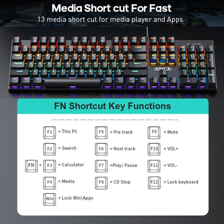 USB Wired RGB Mechanical Metal Gaming Keyboard, iMICE GK-600, iMICE GK-600 With Hand Rest